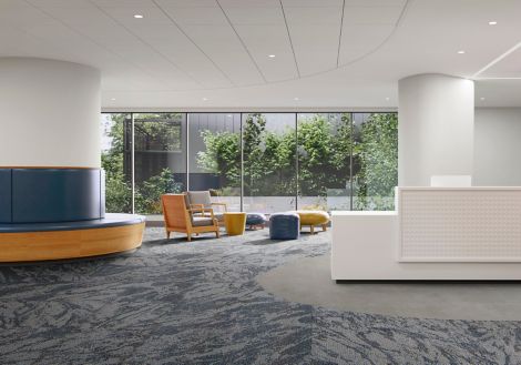 Interface Hard Truth carpet tile with Hearth plank LVT in lobby image number 4