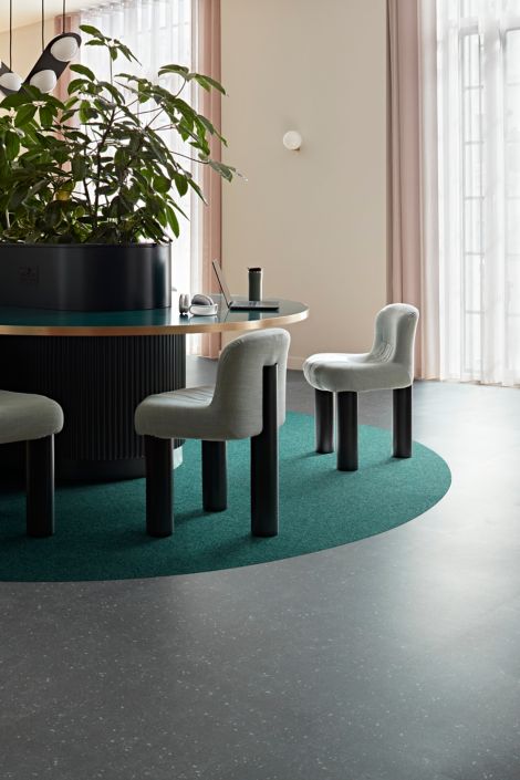 Carpet: Heuga 580 II, Windsor Green, Monolithic LVT: Walk The Aisle, Cool Ash, Non Directional