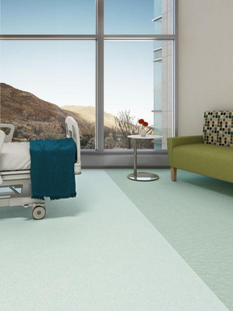 Interface Spike-tacular and Bloom With a View vinyl sheet in hospital patient room