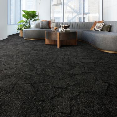 Interface Cap Rock carpet tile in casual seating area image number 1