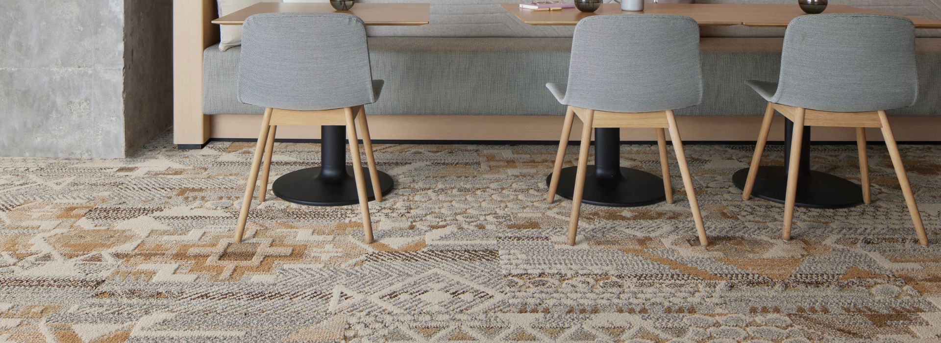 Interface Desert Ranch carpet tile in casual dining area