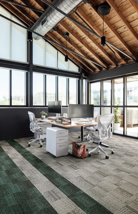 Interface Dot 2 Dot plank carpet tile in office
