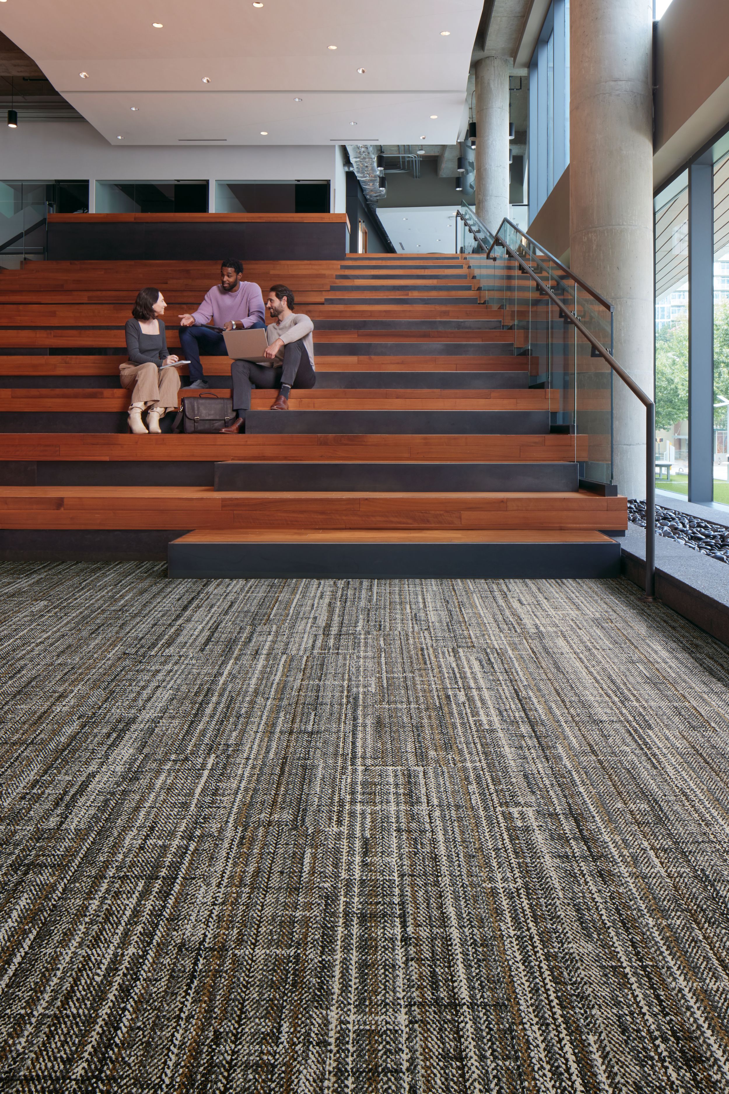 Interface French Seams Plank Carpet Tile In Open Lobby with Staircase imagen número 2