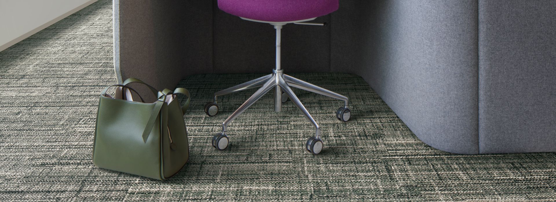 Interface French Seams carpet tile with workstations