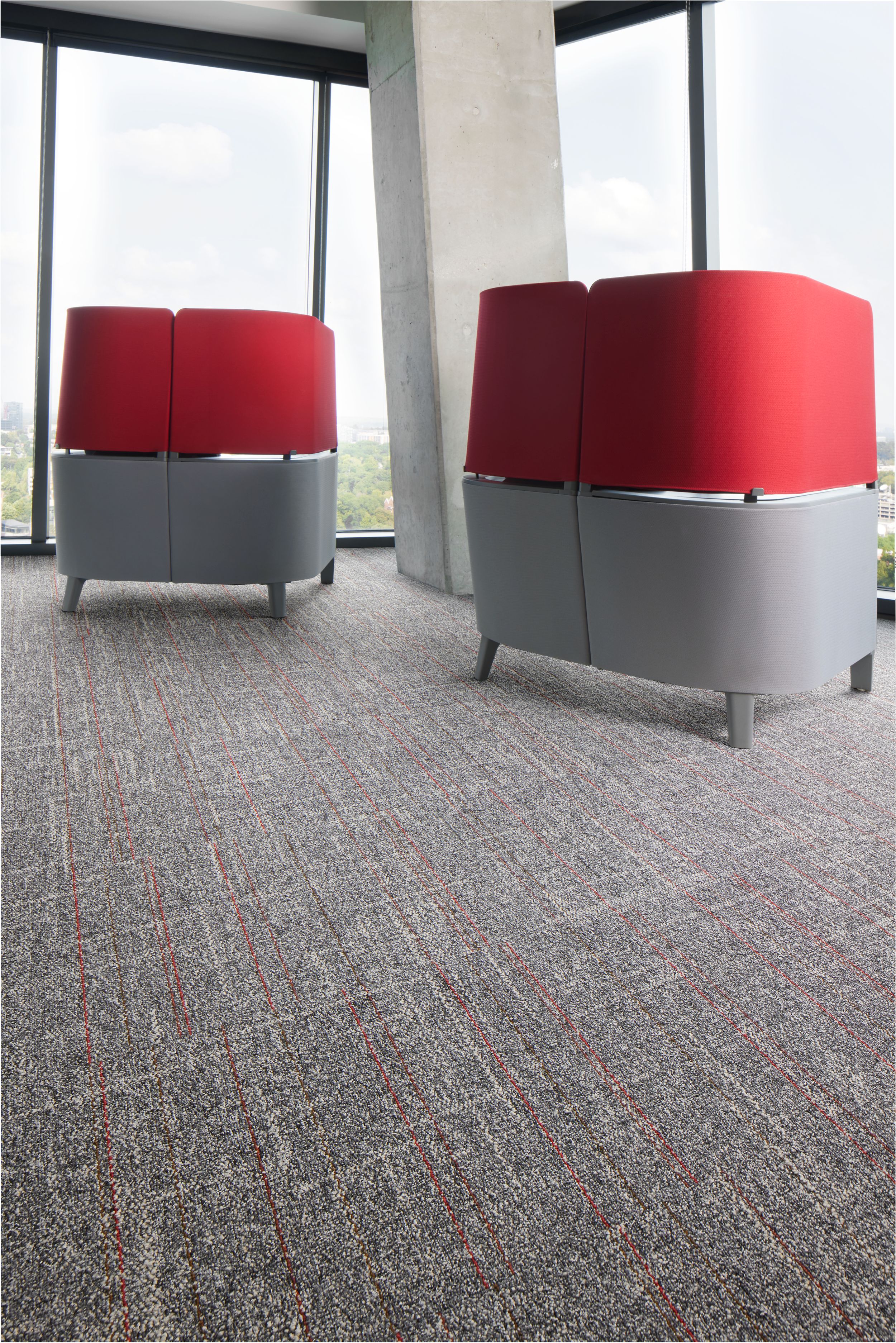 Interface Open Air Stria 418 carpet tile in office setting with desks image number 3