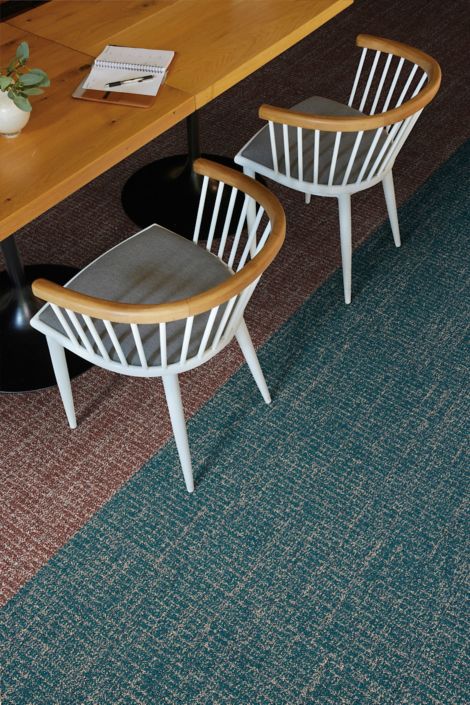 Interface Open Ended carpet tile with desk and chairs