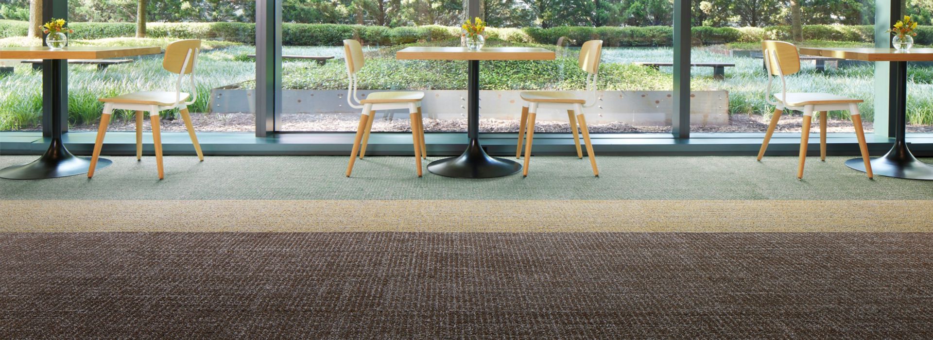 Interface Open Ended plank carpet tile in dining area