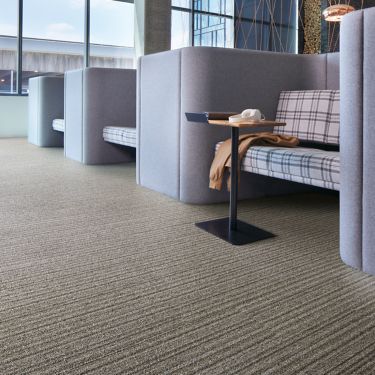 Interface WW865 plank carpet tile with chairs and table in modern office setting image number 1