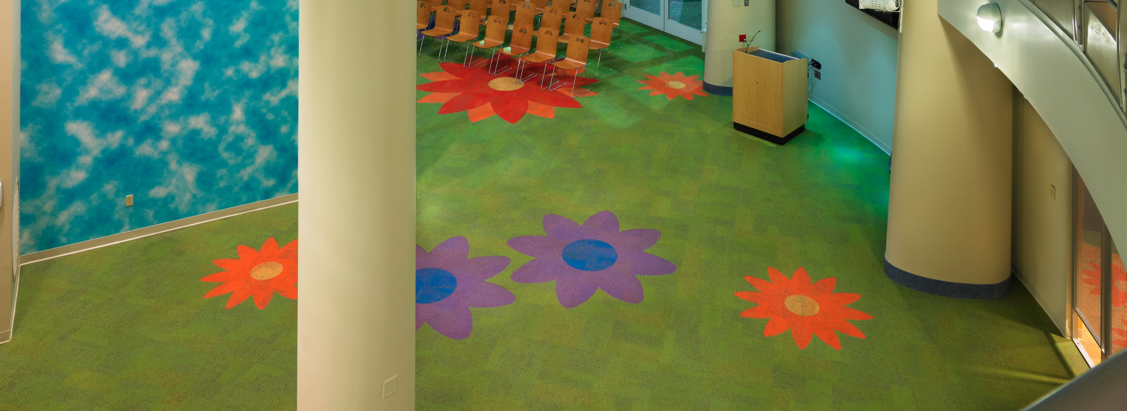 Interface Cubic Colours carpet tile cut into flower shapes image number 1