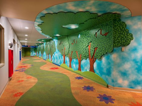 Interface Cubic Colours carpet tile in children's healthcare facility
