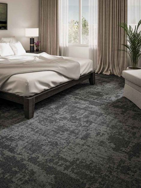 Interface Cloud Cover carpet tile in upscale hotel guest room