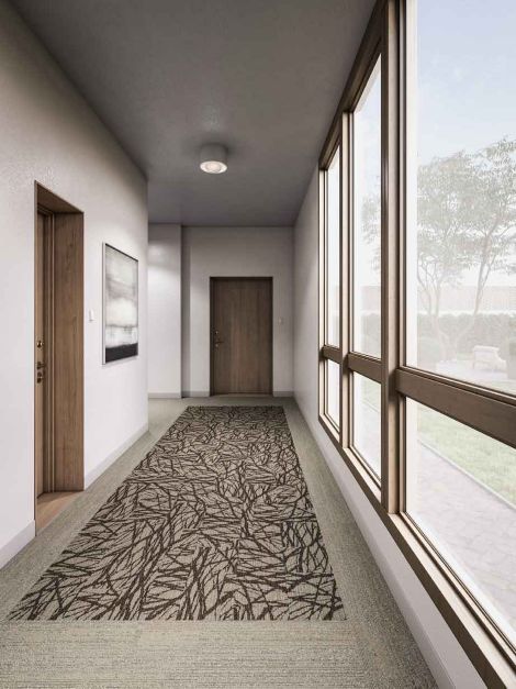 Interface GN161 and NS231 plank carpet tile in corridor image number 2