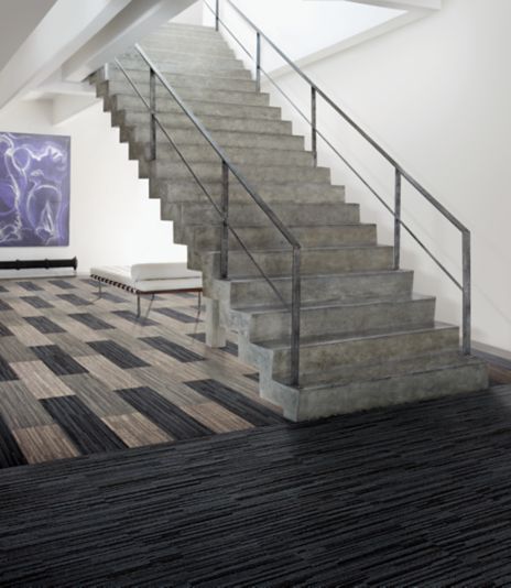 Interface B701 plank carpet tile in stairwell