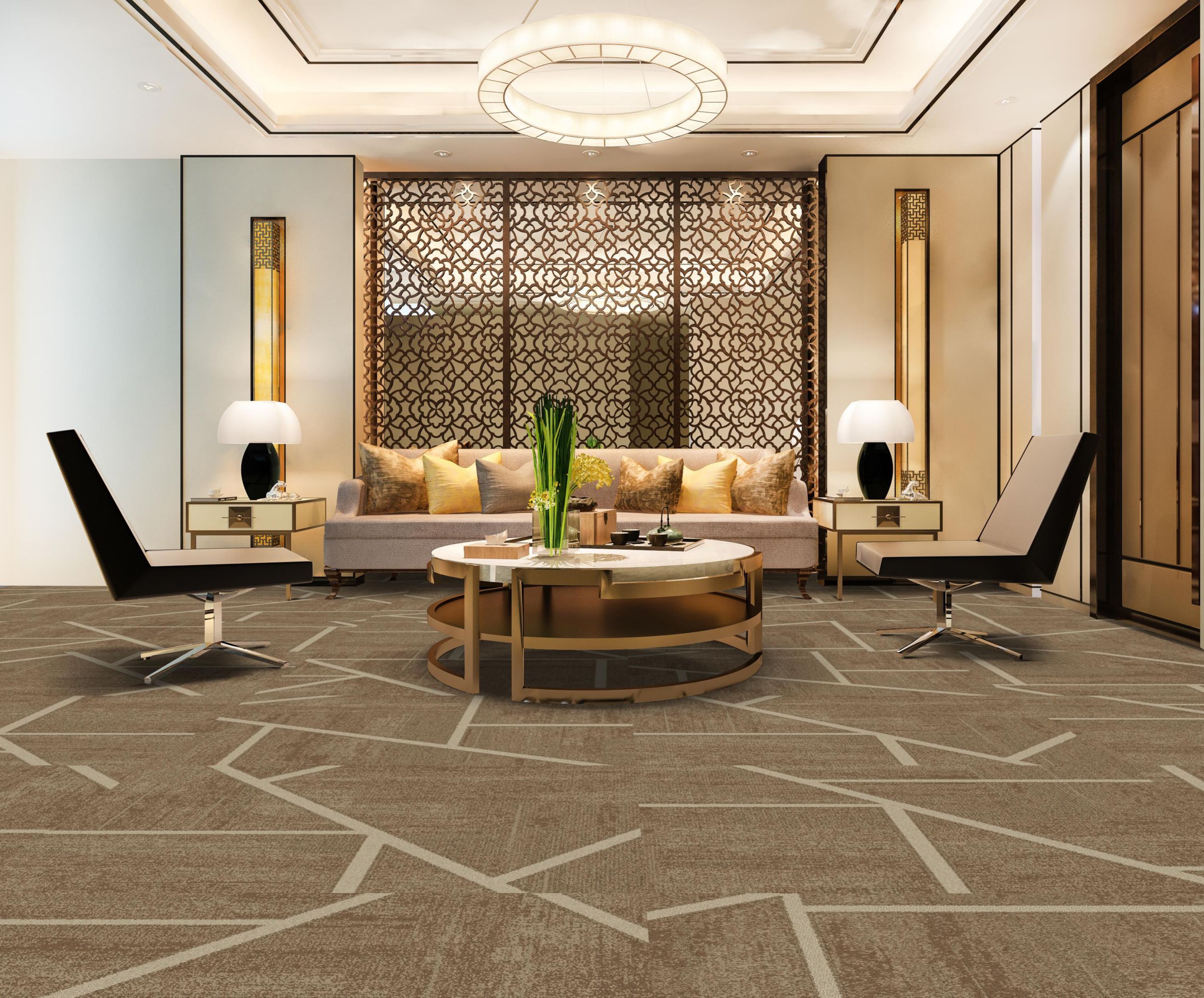 Interface LC02 carpet tile in upscale hospitality lobby image number 1