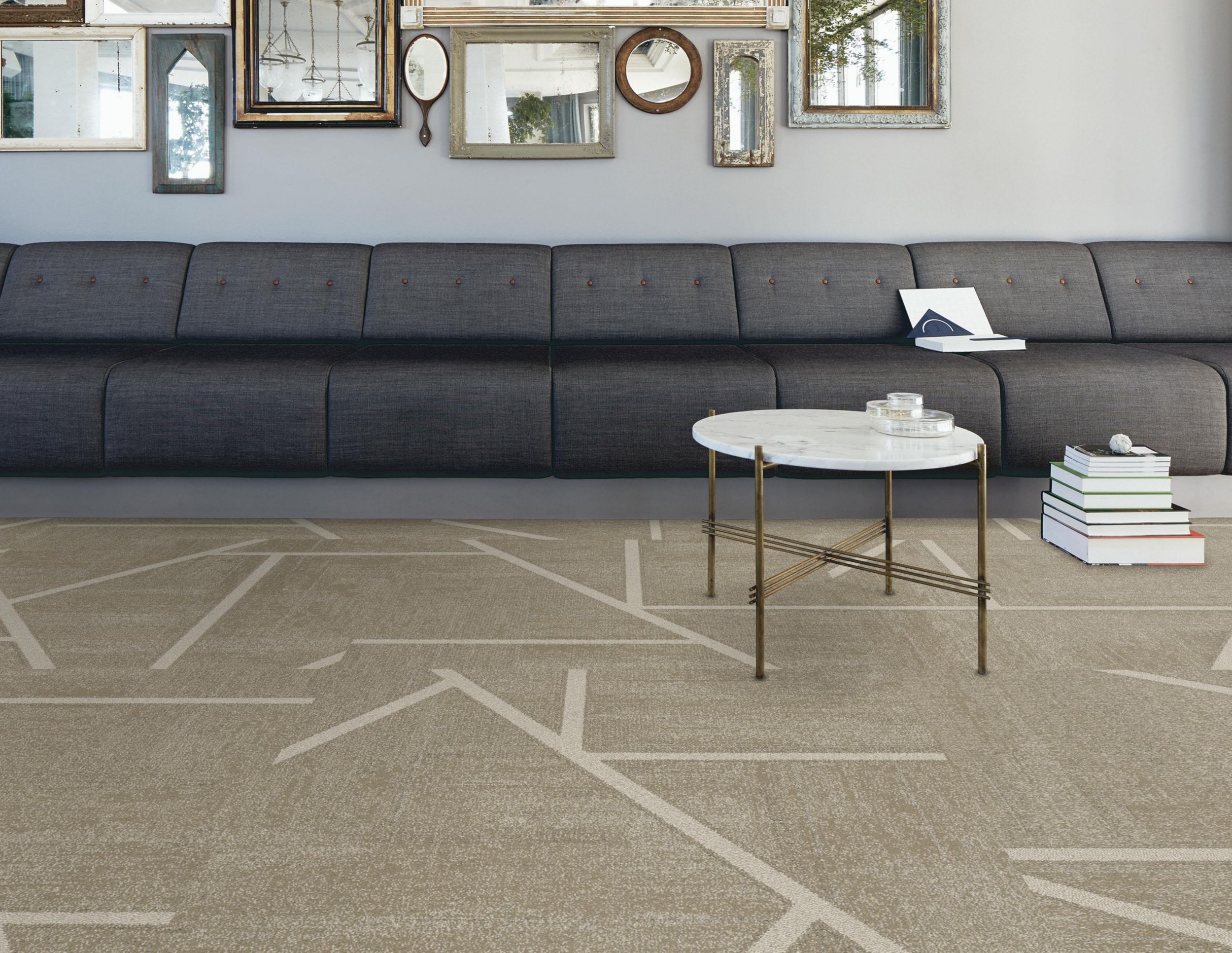 Interface LC02 carpet tile in hospitality lobby with mirrors on wall image number 4
