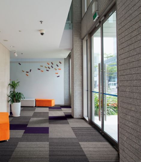 Interface La Paz and Viva Colores carpet tile in entrance area with plant and natural light image number 3