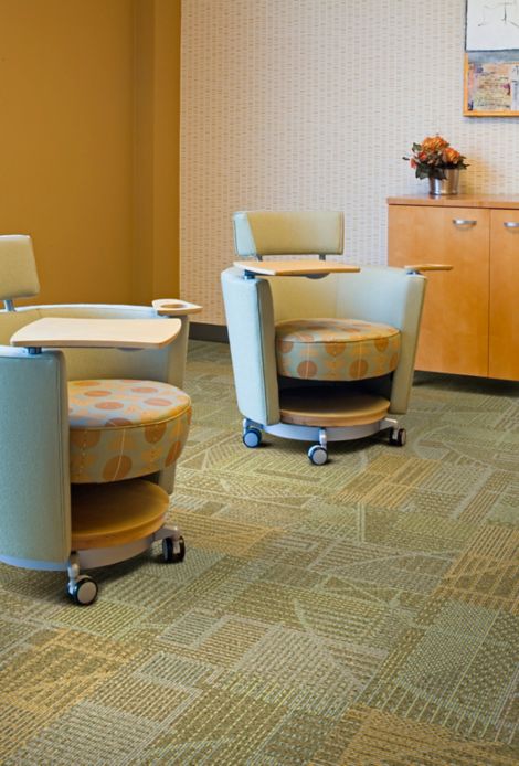 Interface Layout carpet tile in healthcare room with rolling chairs