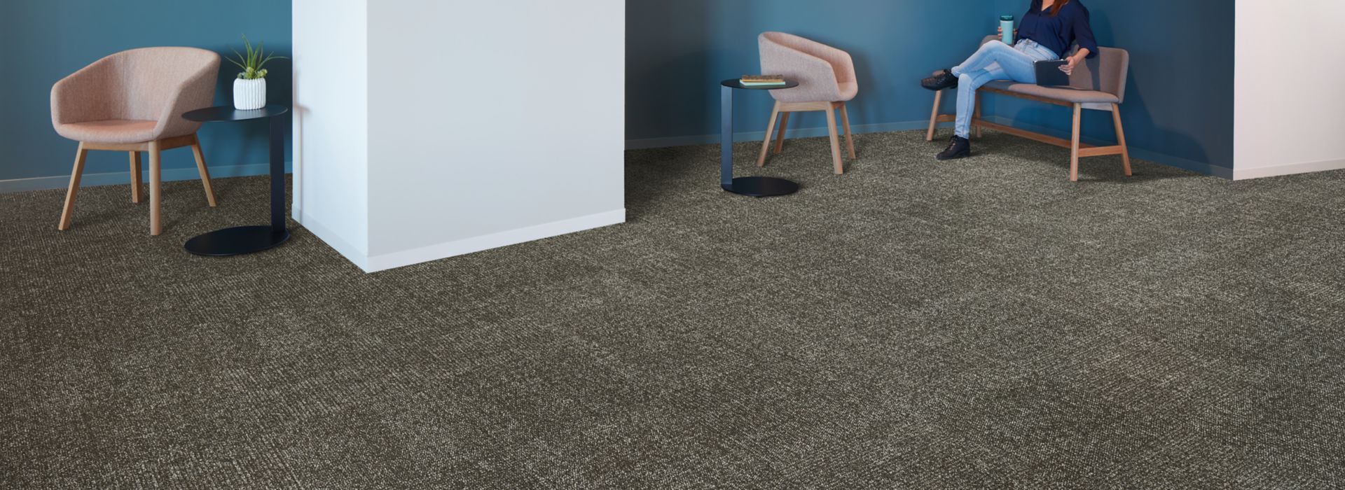 Interface Lighthearted carpet tile in seating area with women looking at tablet