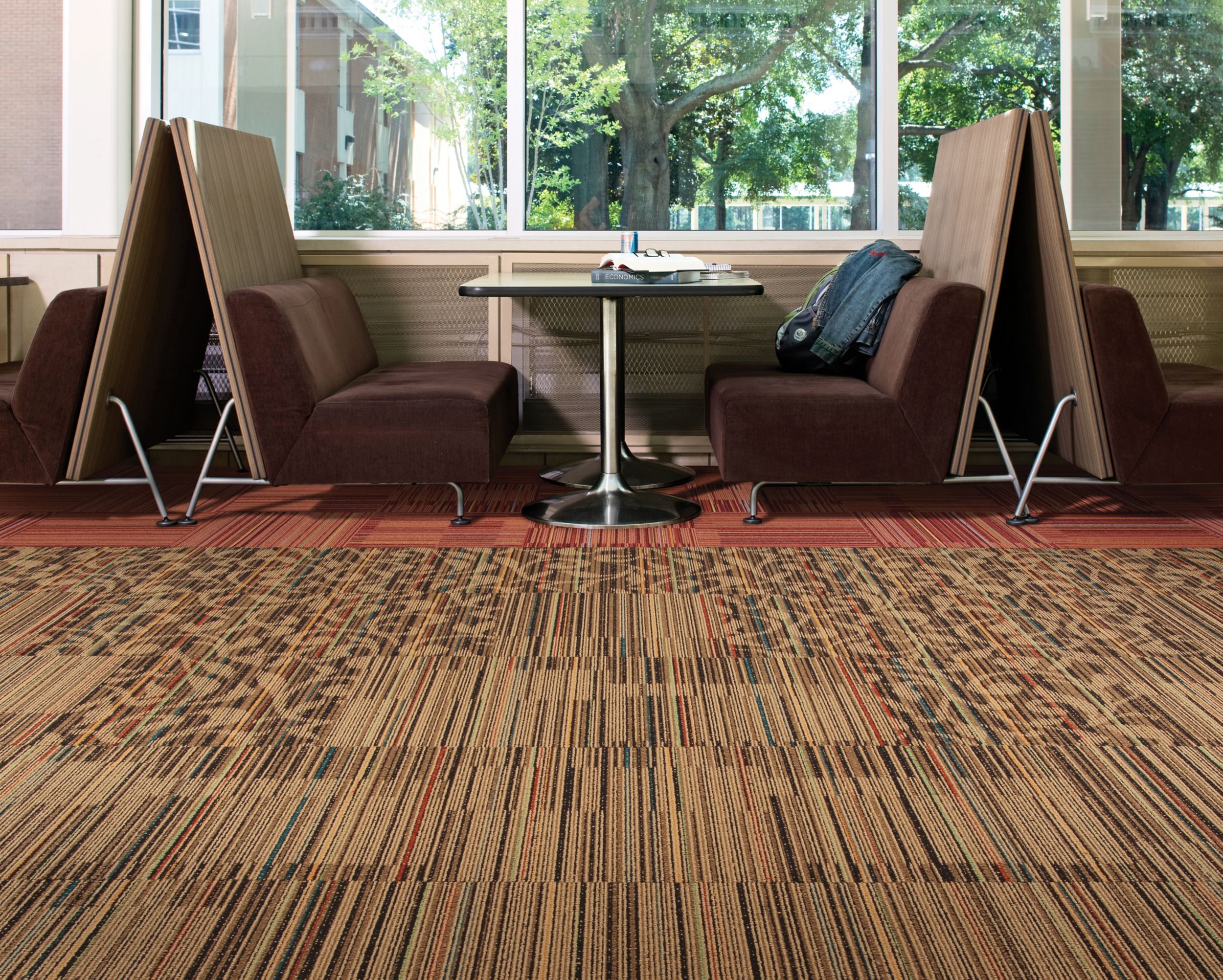 Interface Lima Colores carpet tile in dining area with multiple brown booths image number 6