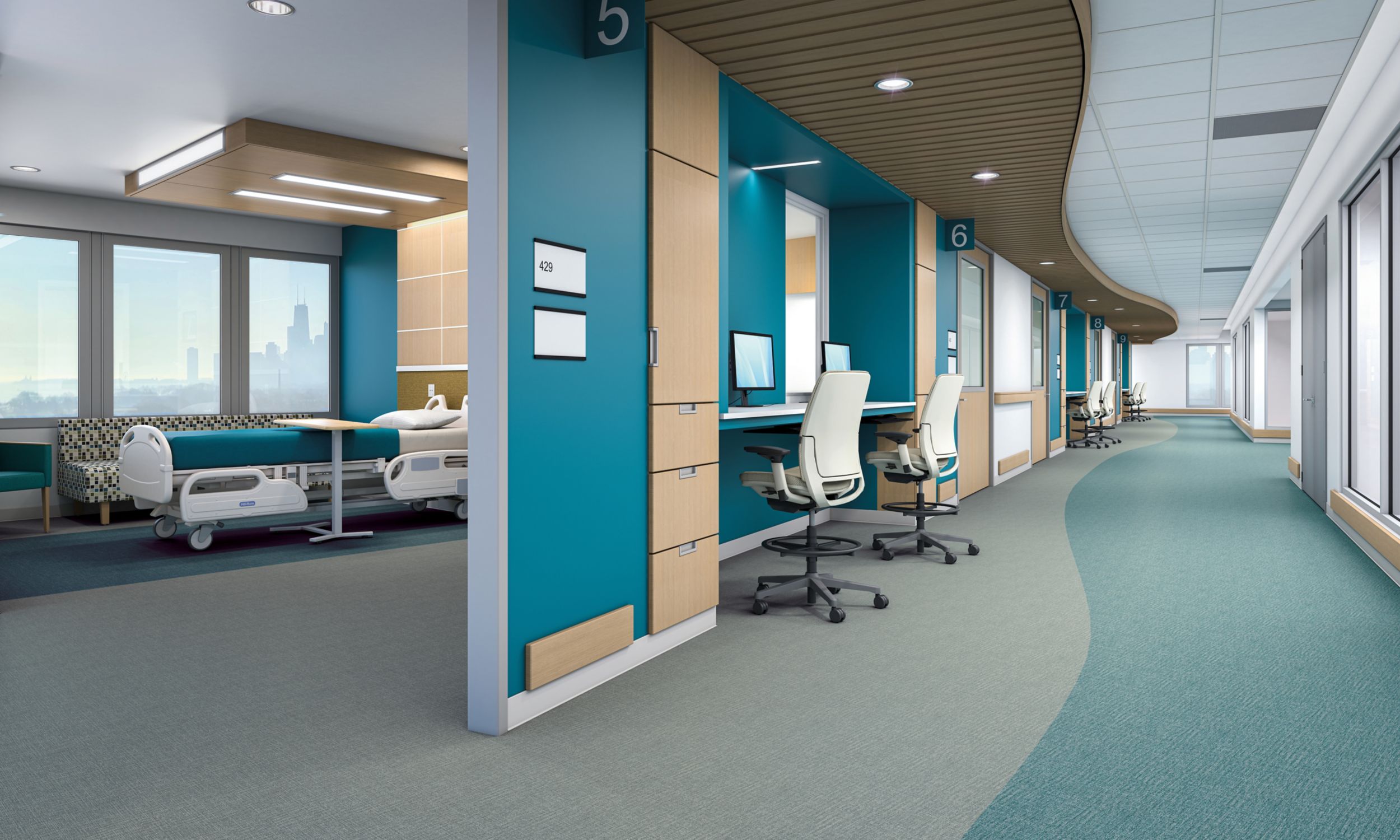 Interface Looped vinyl sheet in hospital administration area imagen número 1