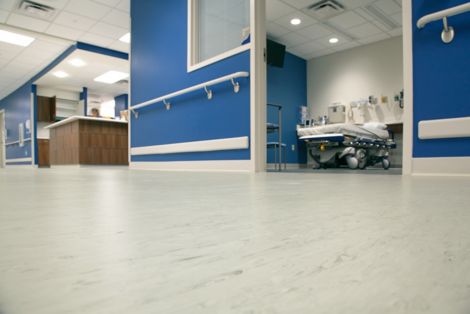 noraplan valua rubber flooring in hospital corridor and patient room image number 5