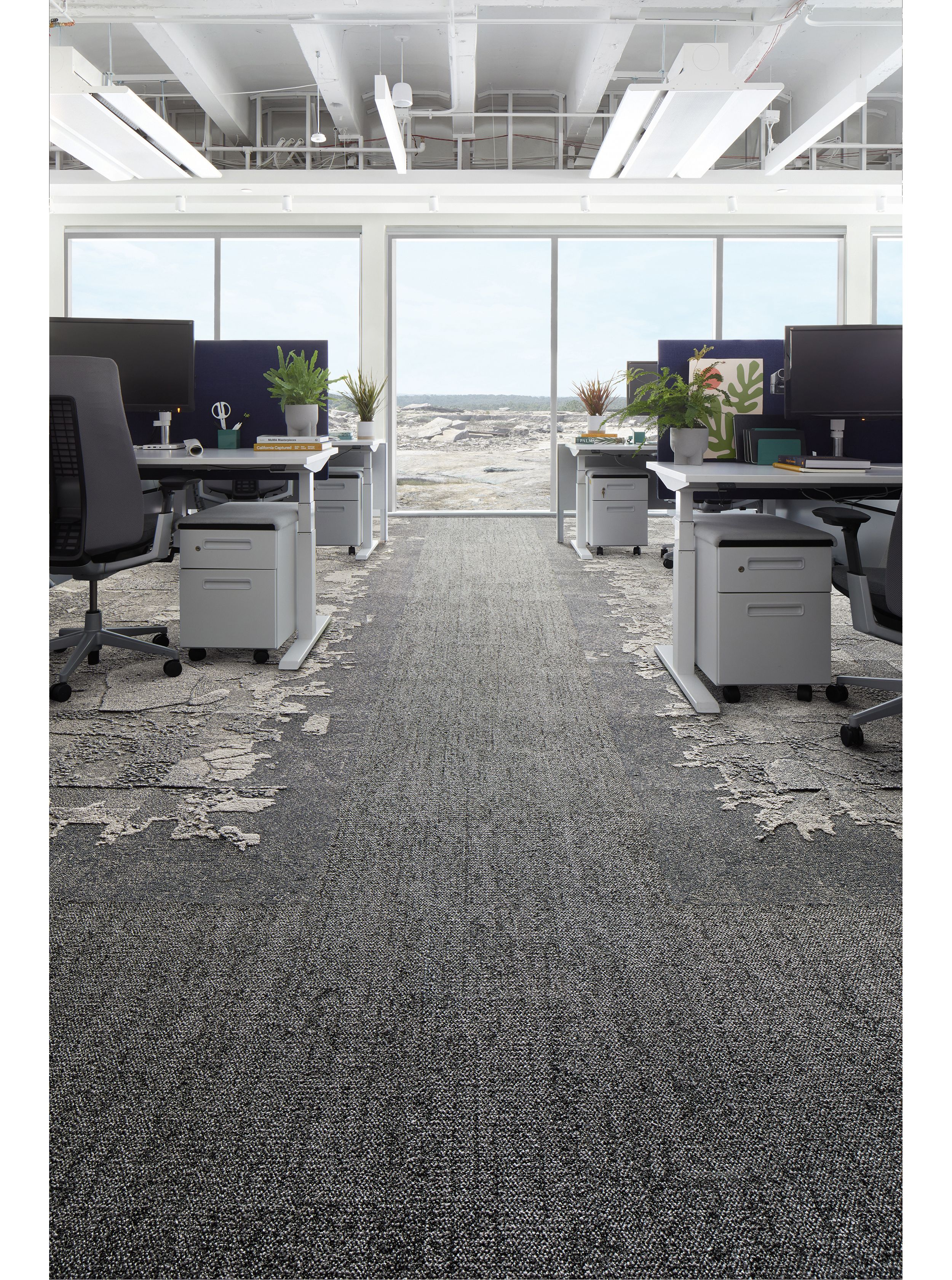 Interface Mantle Rock plank carpet tile and Bridge Creek and Mountain Rock carpet tile in open office area numéro d’image 8