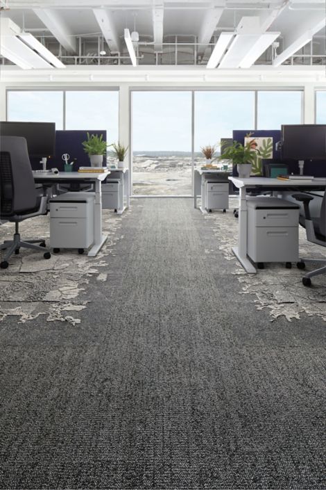 Interface Mantle Rock plank carpet tile and Bridge Creek and Mountain Rock carpet tile in open office area numéro d’image 8