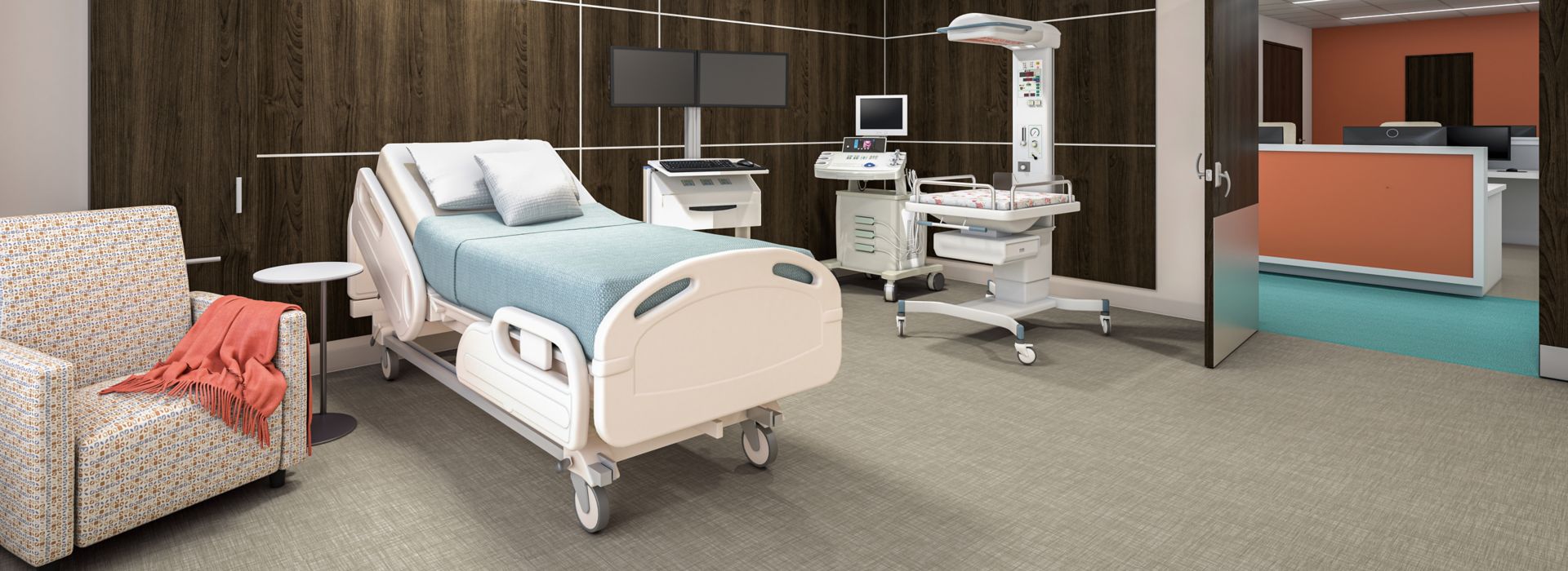 Interface Meshed and Crossed vinyl sheet ina patient room image number 1