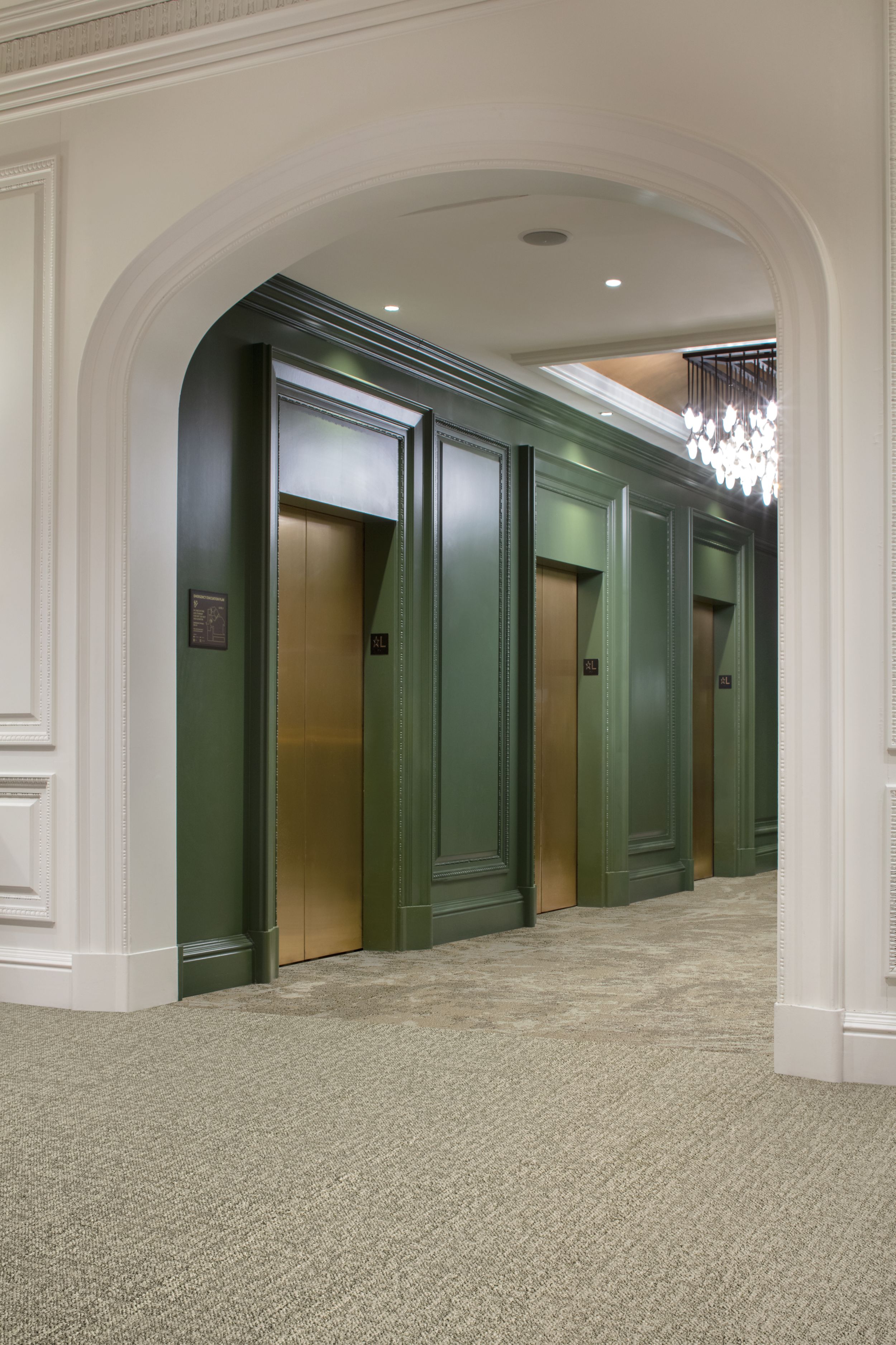 Interface Mirano and Bouquet plank carpet tile in elevator lobby image number 3