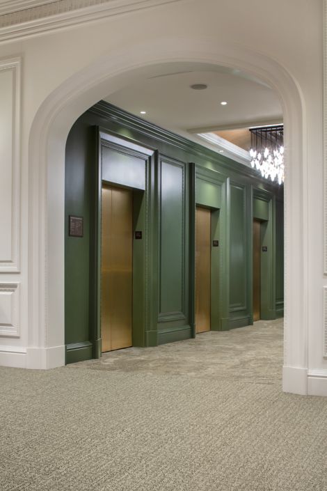 Interface Mirano and Bouquet plank carpet tile in elevator lobby image number 3