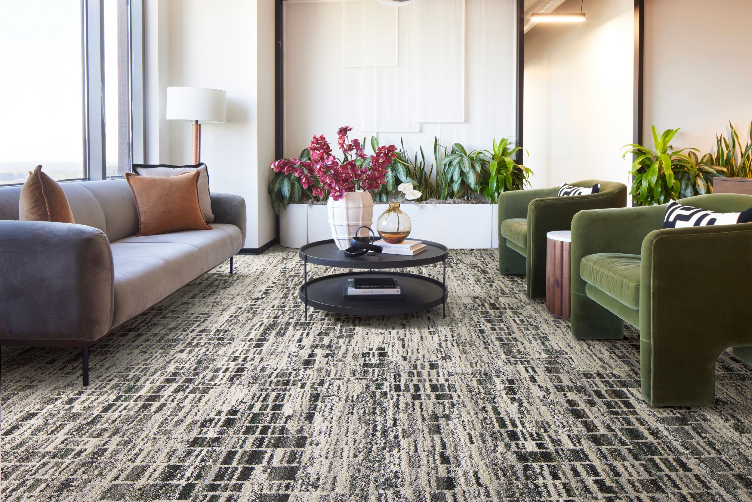 Interface Reflective Sky plank carpet tile in workplace or hospitality lounge area image number 2