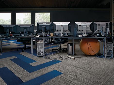 Interface NF400 and B703 plank carpet tile in open office space or computer lab image number 9