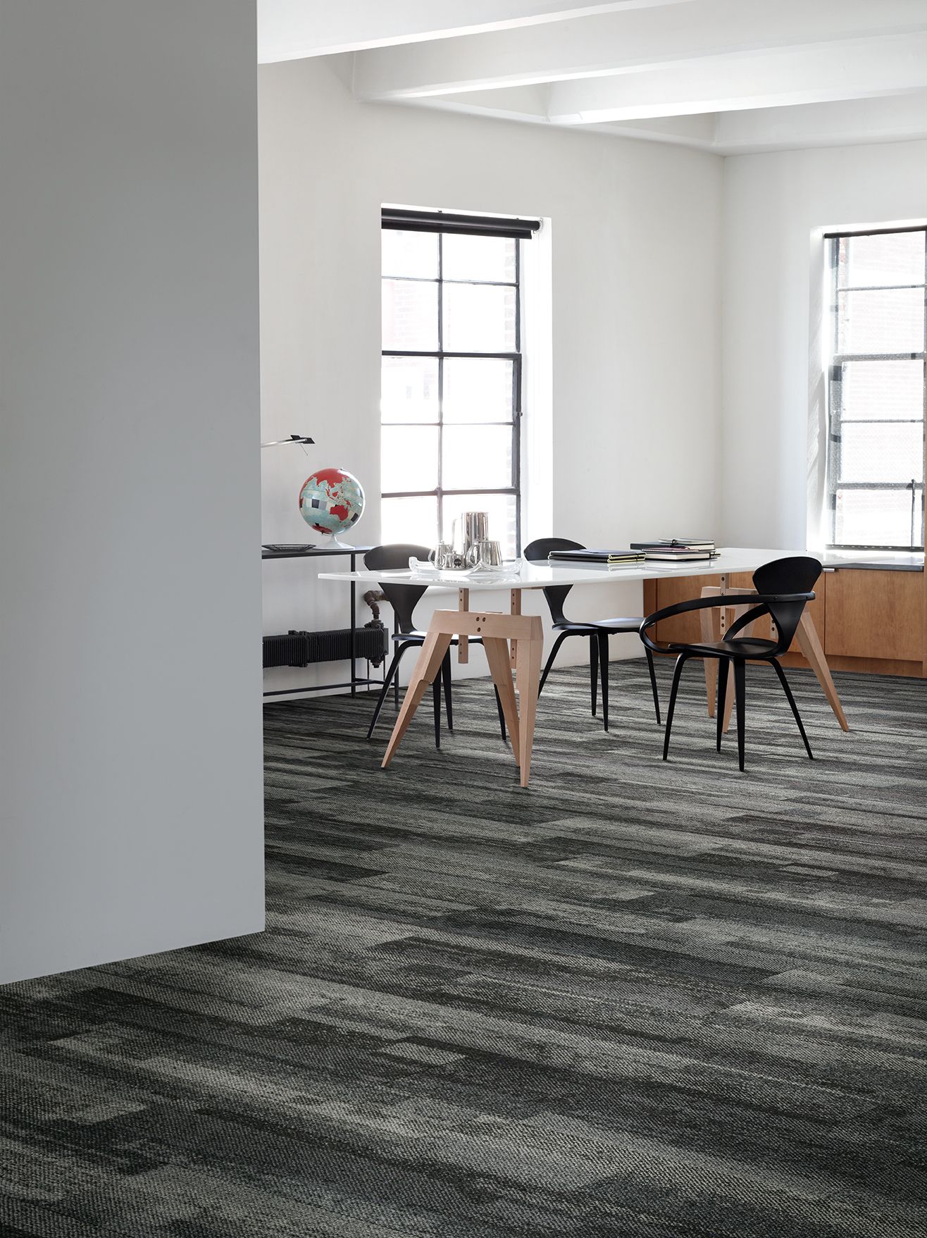 Interface Naturally Weathered plank carpet tile in office space with desk and world globe image number 13