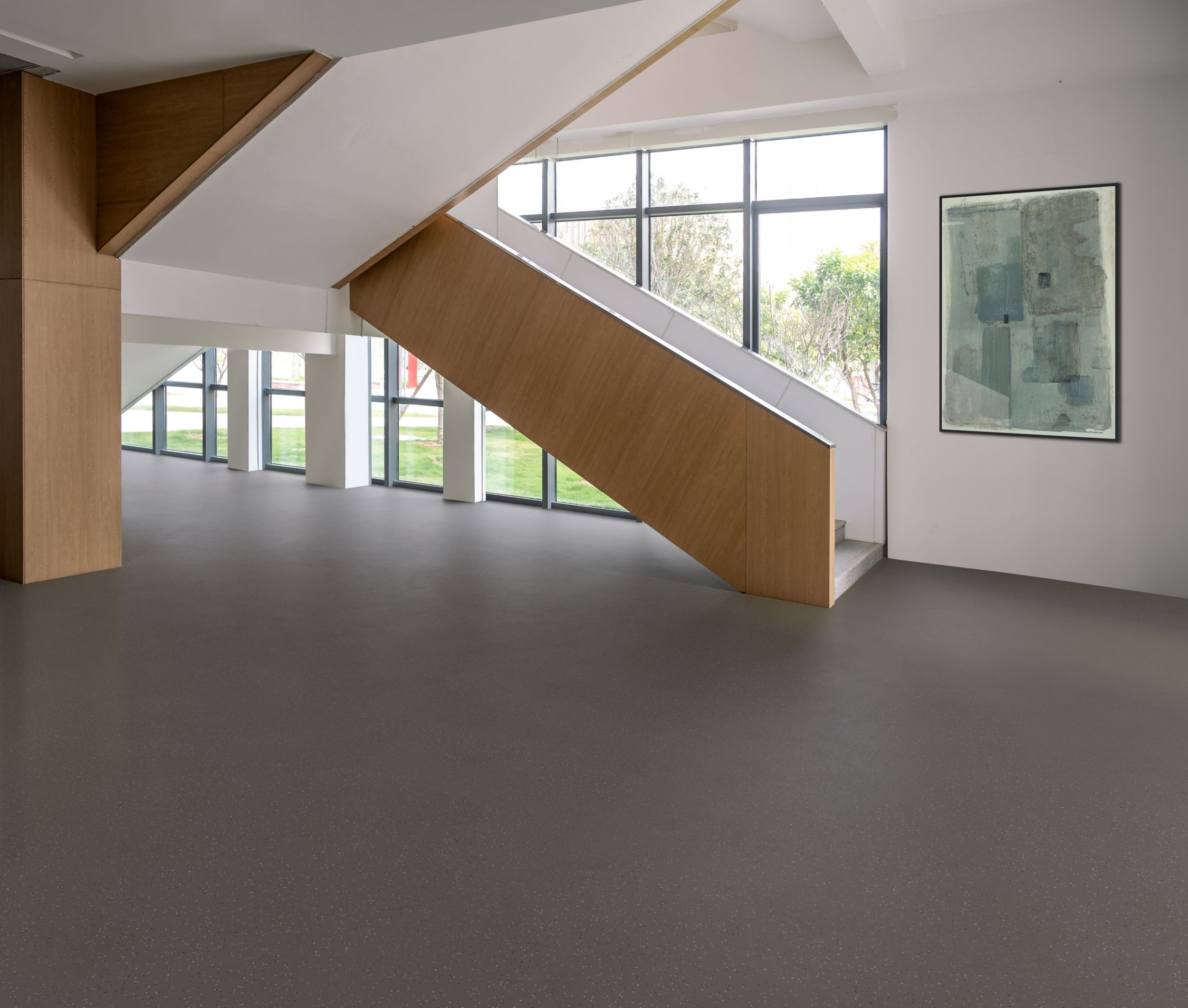 nora by Interface noraplan stone smooth rubber flooring in public space with stairwell image number 5