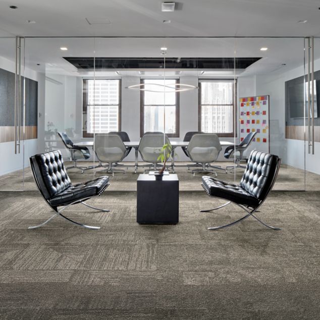 Interface Open Air 403 carpet tile in waiting area with meeting room in background