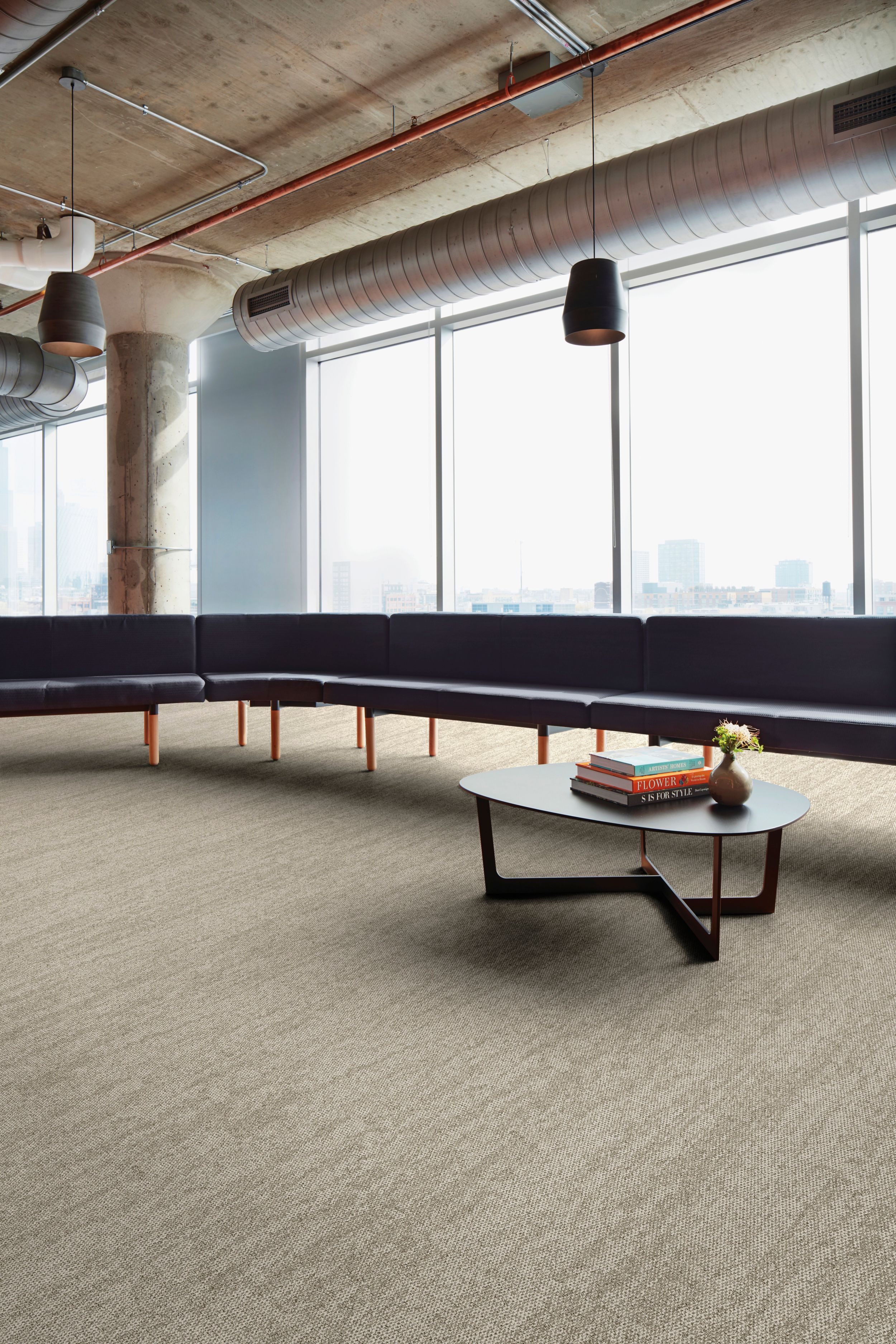 Interface Open Air 402 plank carpet tile in workplace lobby image number 5