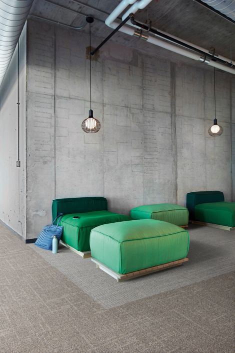 Interface Open Air 418 carpet tile with Open Air 401 plank carpet tile in workplace lobby image number 4