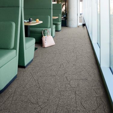 Interface Open Air 420 carpet tile in dining area with multiple green booths image number 1