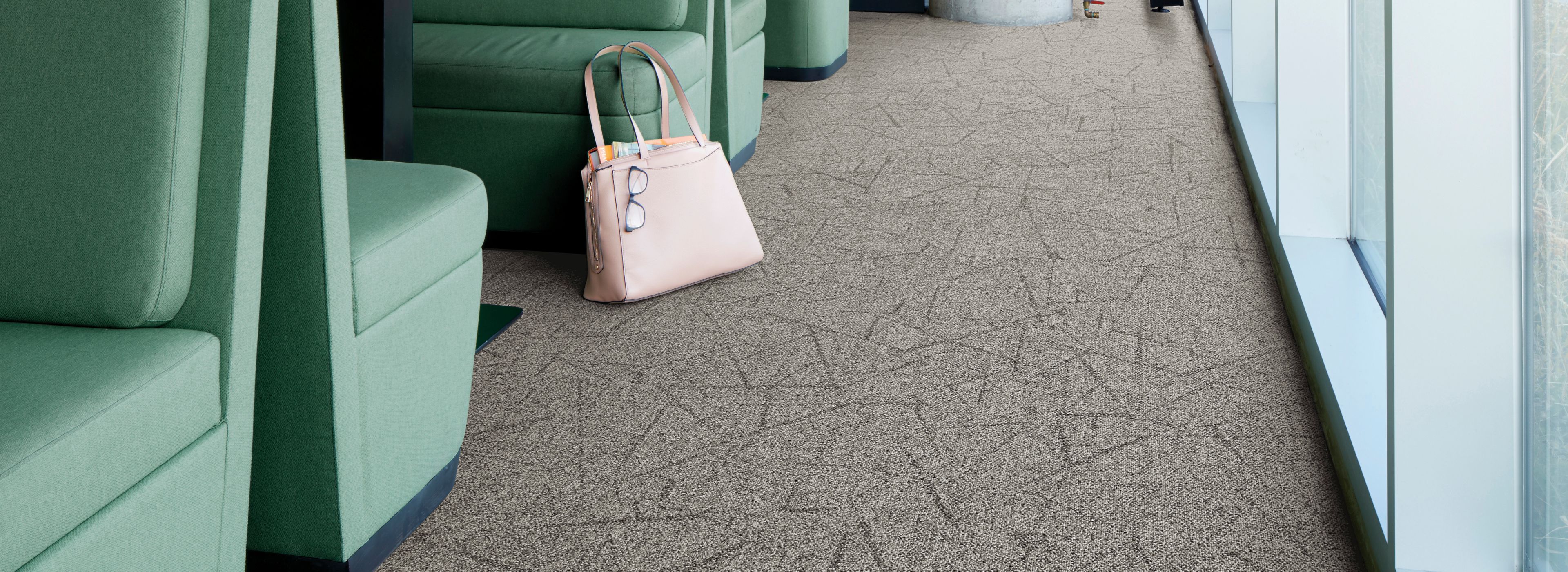 Interface Open Air 420 carpet tile in dining area with multiple green booths image number 1