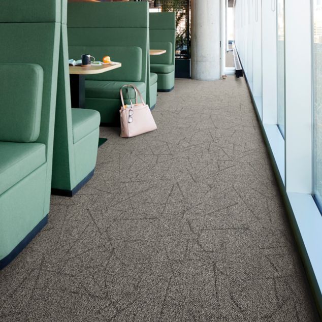 Interface Open Air 420 carpet tile in dining area with multiple green booths