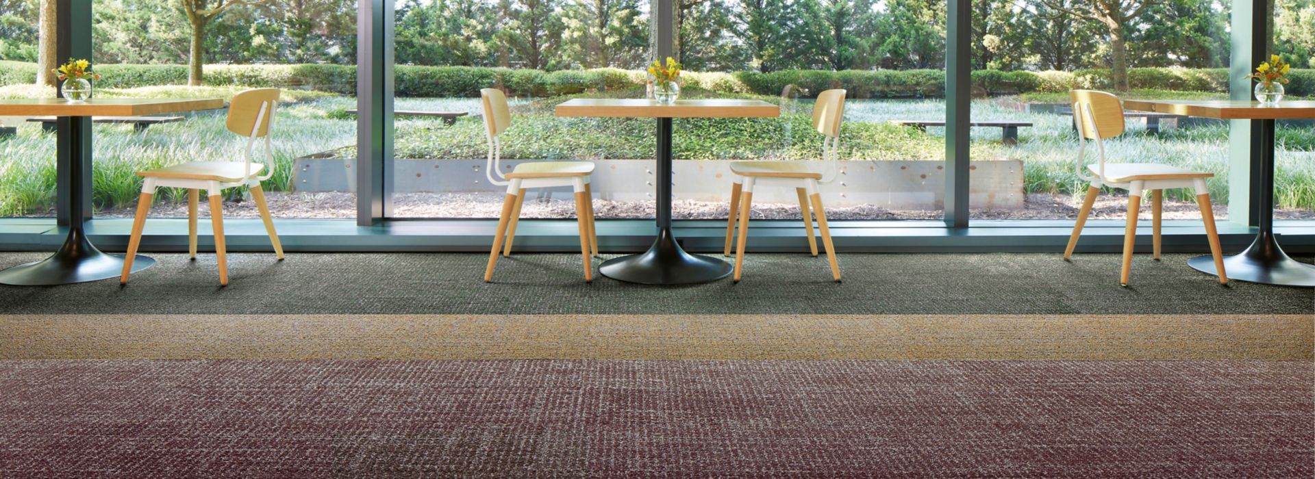 Interface Open Ended plank carpet tile in cafe area