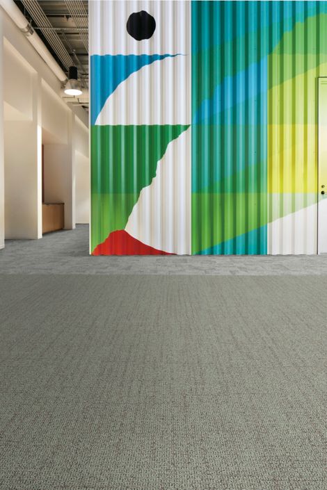 Interface Open Ended plank carpet tile with Open Air 404 carpet tile in workplace corridor and lobby image number 6