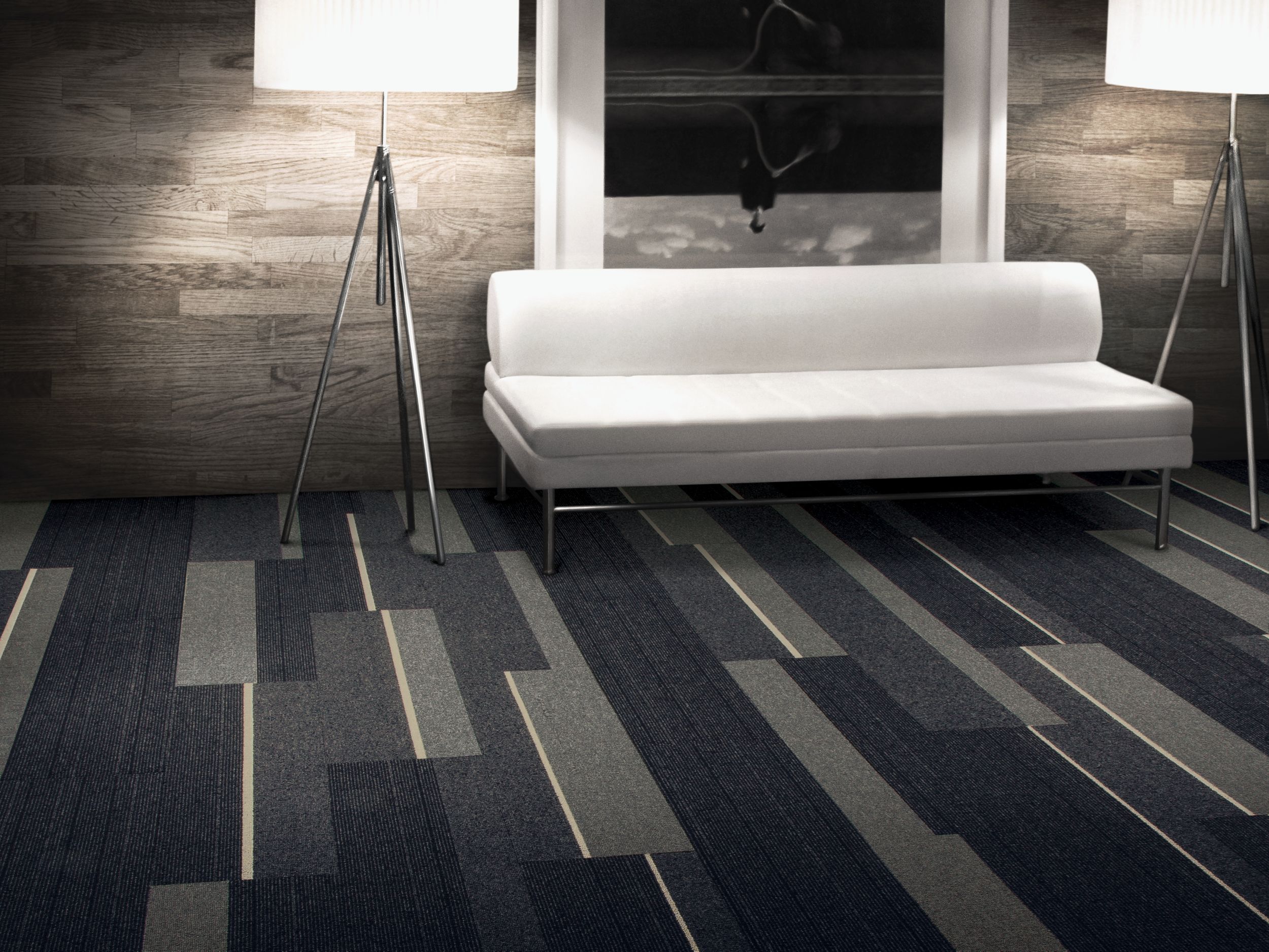 Interface PH210 and PH211 plank carpet tile lighted room with lamps and white couch numéro d’image 6