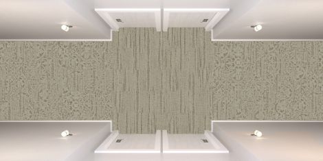 Interface PM47 and PM01 plank carpet tile in hotel corridor