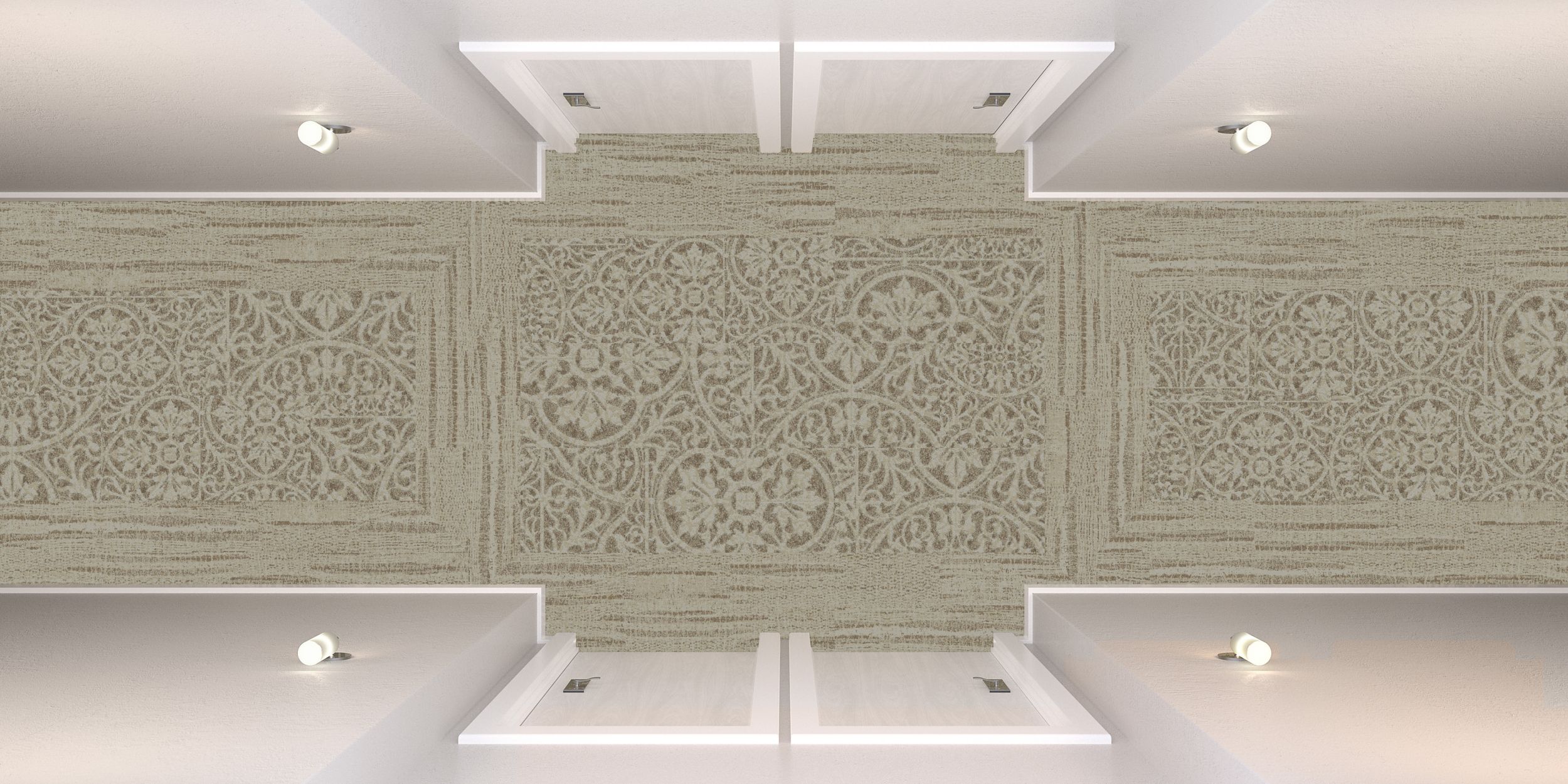 Interface PM49 and PM01 plank carpet tile in hotel corridor with wood table image number 3