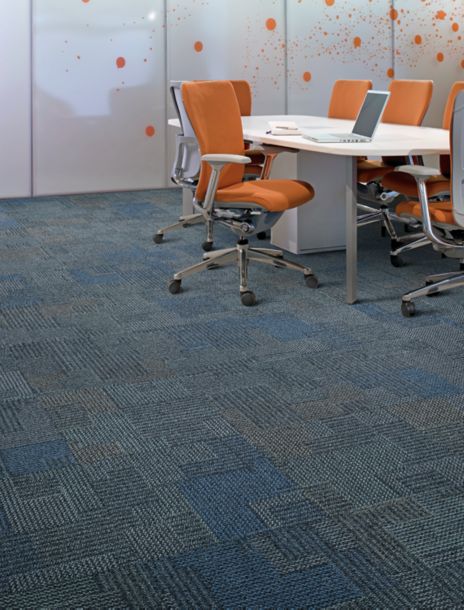 Interface Pathways II carpet tile in office with orange desk chair image number 3