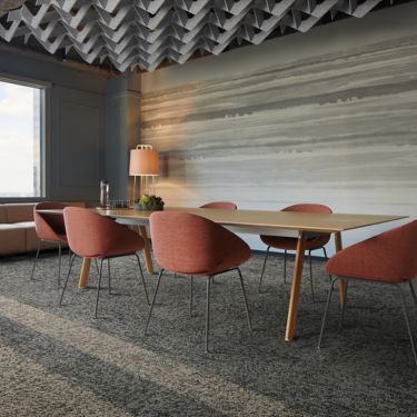 Interface Peas In A Pod carpet tile in meeting room with table, chairs, and sofa