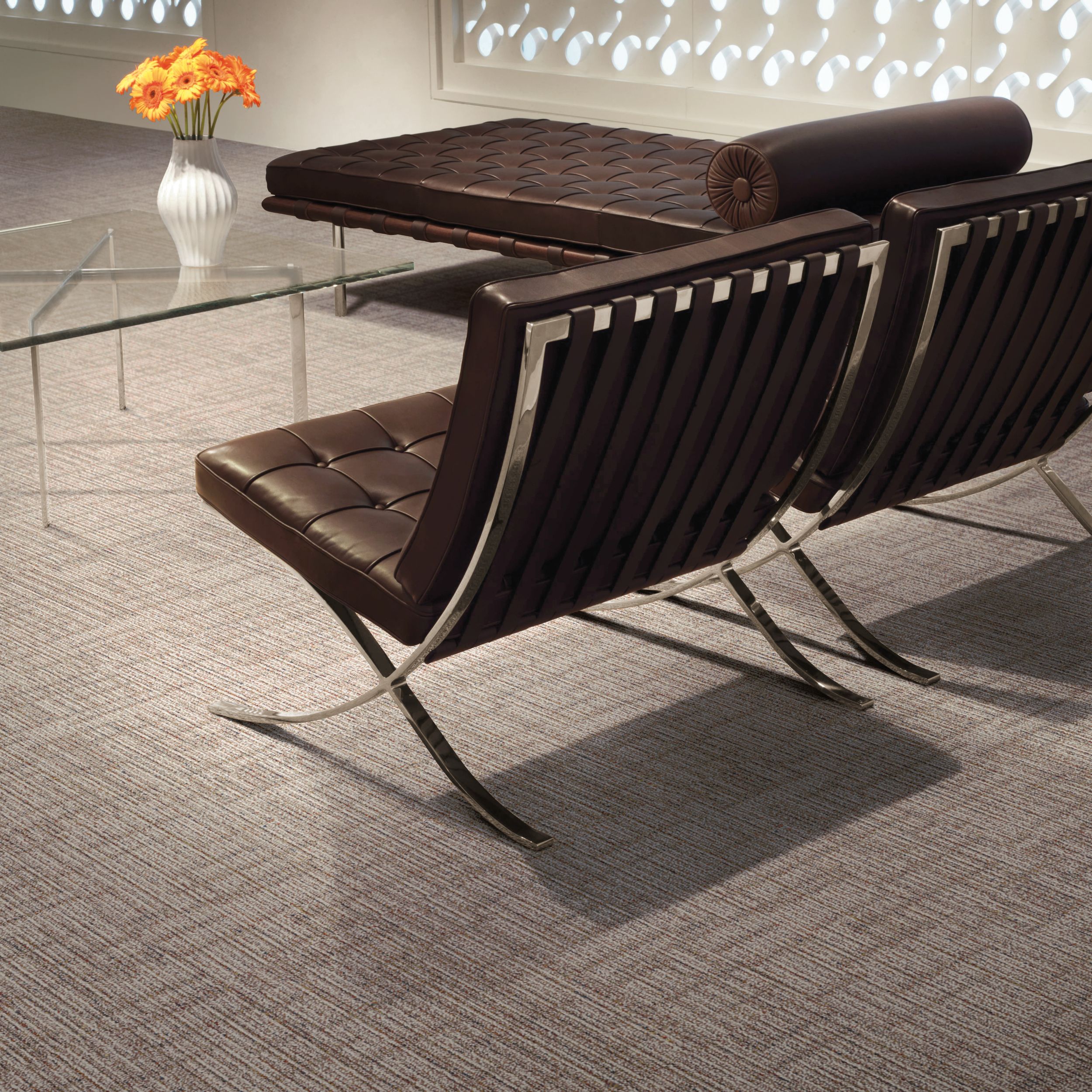 Interface Platform carpet tile in seating area with flowers on glass table image number 2