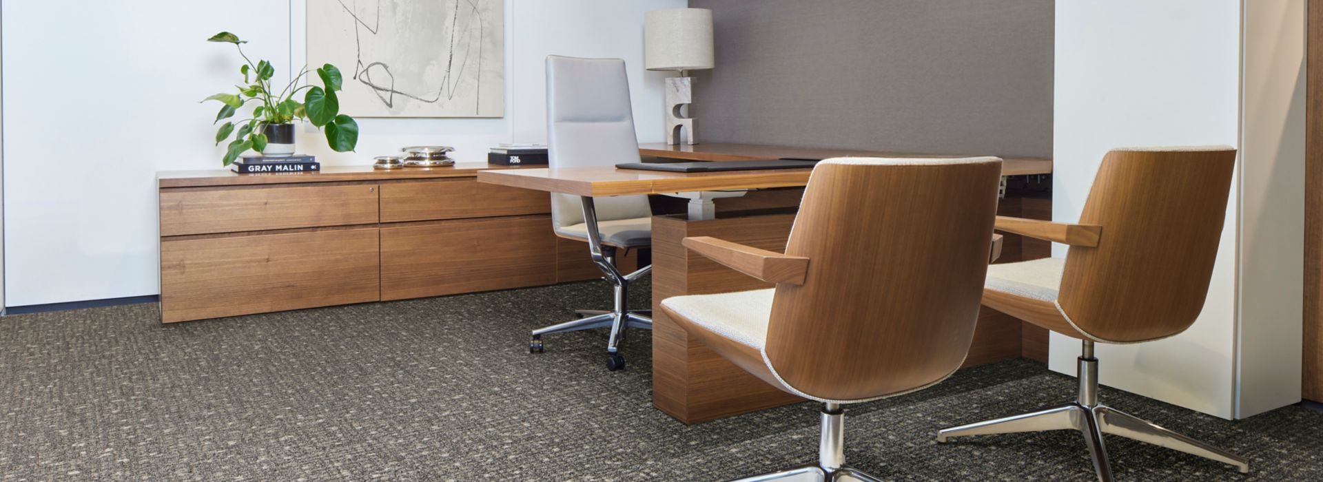 Interface Positive Spin carpet tile in private office