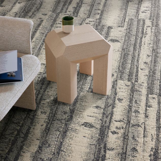 Interface Quiet Grove plank carpet tile in workplace lobby